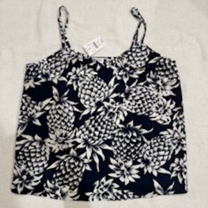 NWT!  Navy/White Pineapple Print v-neck tank/cami, size 8, $49.50!